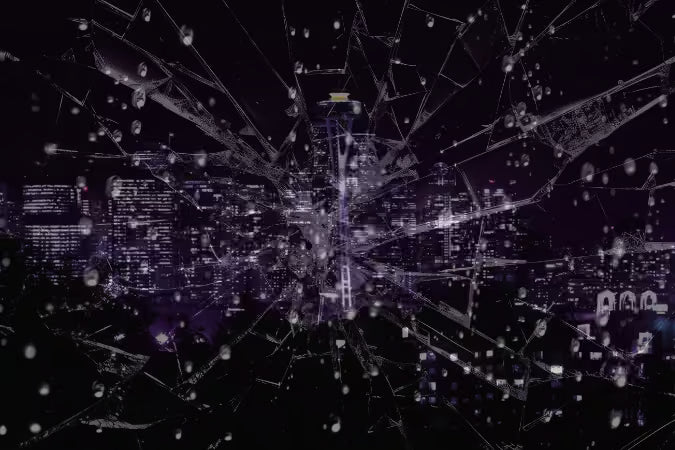broken glass over a city