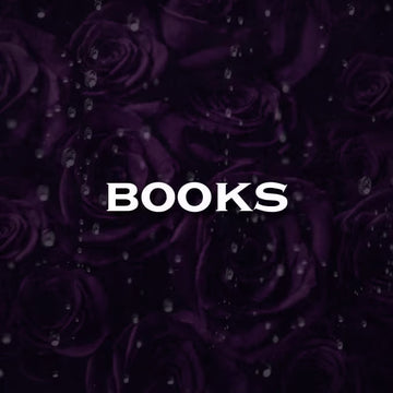 purple roses with rainfall for books collection